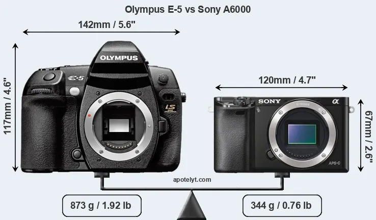 Size Olympus E-5 vs Sony A6000