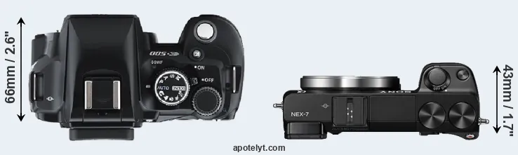 Compare E-500 versus NEX-7 top