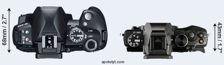 Compare E-510 versus E-M5 top