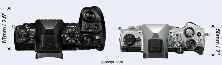 Compare E-M1 II versus OM-5 top