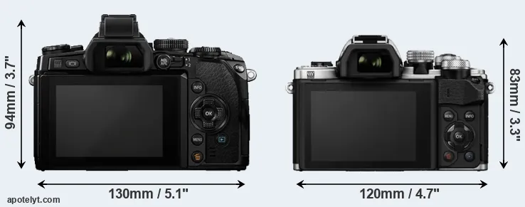 Comparison E-M1 or E-M10 II rear