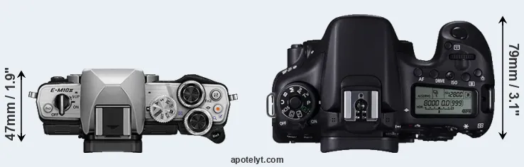 Compare E-M10 II versus 70D top