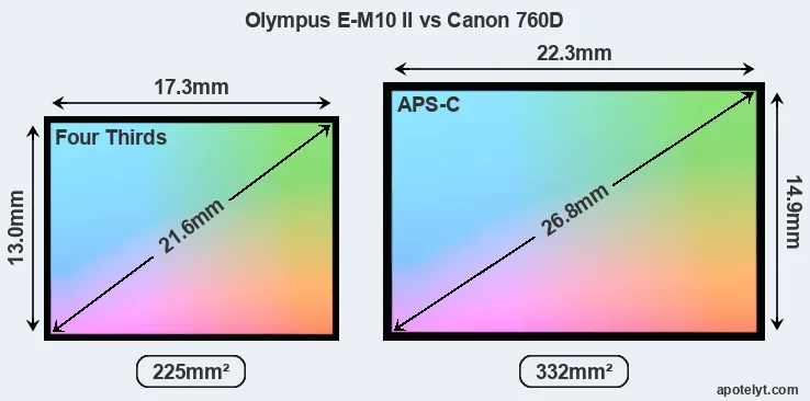Olympus E-M10 II and Canon 760D sensor measures