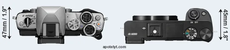 Compare E-M10 II versus A6000 top