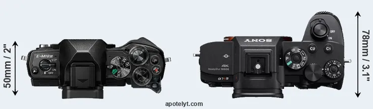 Compare E-M10 III versus A7R IV top