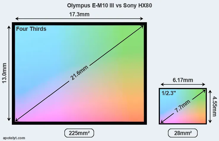 Olympus E-M10 III and Sony HX80 sensor measures