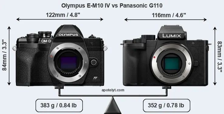Size Olympus E-M10 IV vs Panasonic G110
