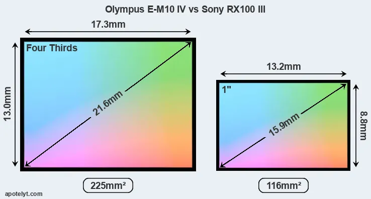 Olympus E-M10 IV and Sony RX100 III sensor measures