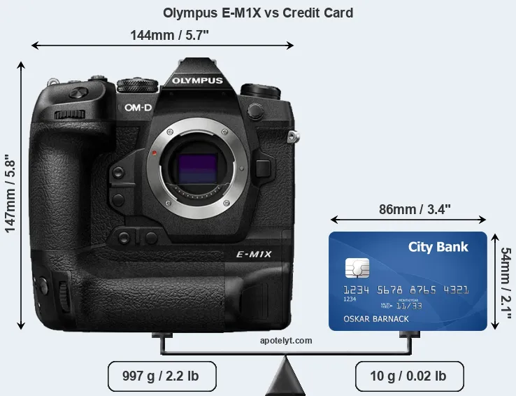Olympus E-M1X vs credit card front