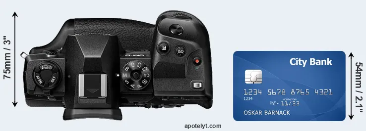 E-M1X versus credit card top view