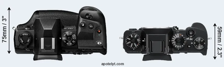Compare E-M1X versus X-T3 top