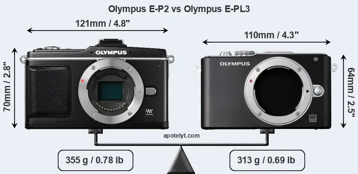 Size Olympus E-P2 vs Olympus E-PL3