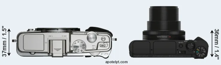 Compare E-P5 versus HX90V top