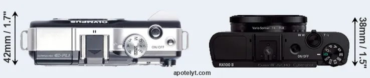 Compare E-PL1 versus RX100 II top