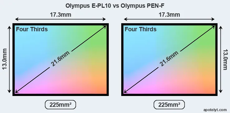 Olympus E-PL10 and Olympus PEN-F sensor measures