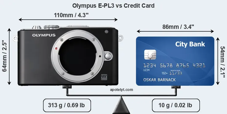 Olympus E-PL3 vs credit card front