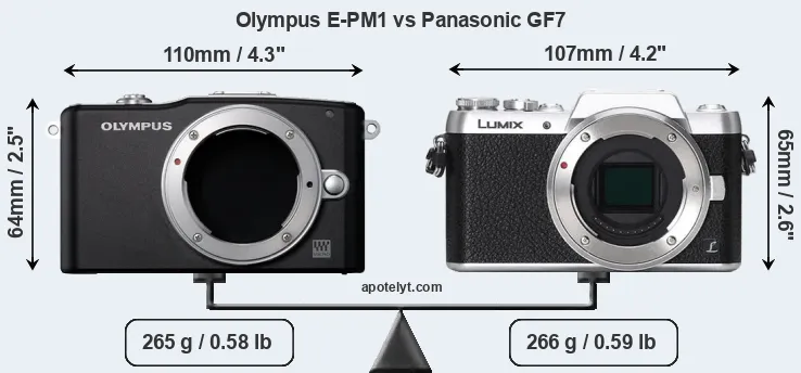 Size Olympus E-PM1 vs Panasonic GF7