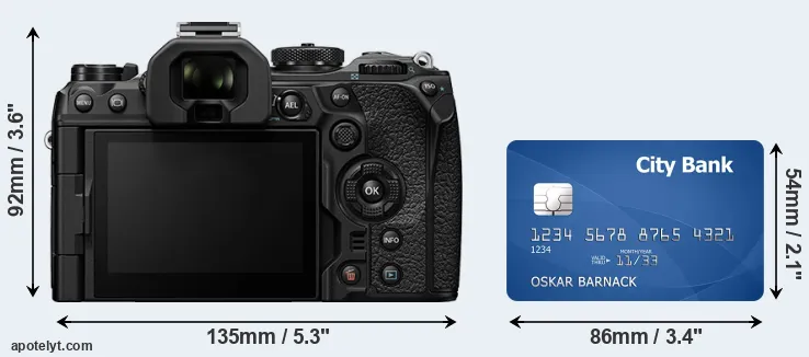 OM-1 II and credit card rear side