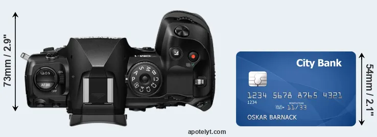 OM-1 II versus credit card top view