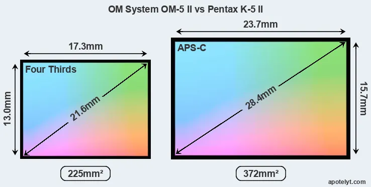 OM System OM-5 II and Pentax K-5 II sensor measures