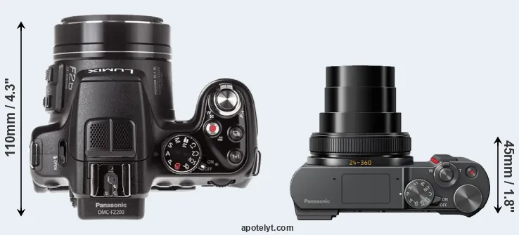 Compare FZ200 versus TZ200 top