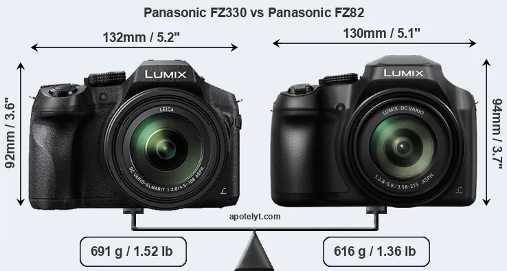 Size Panasonic FZ330 vs Panasonic FZ82