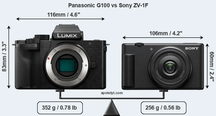 Size Panasonic G100 vs Sony ZV-1F