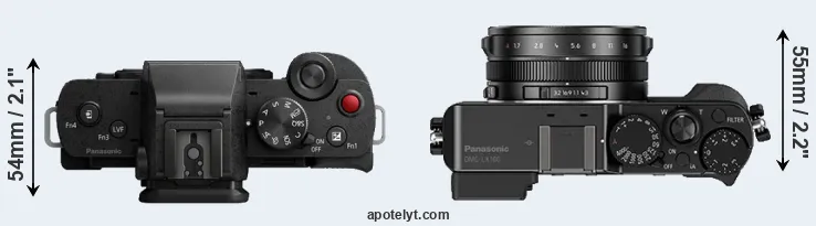 Compare G110 versus LX100 top