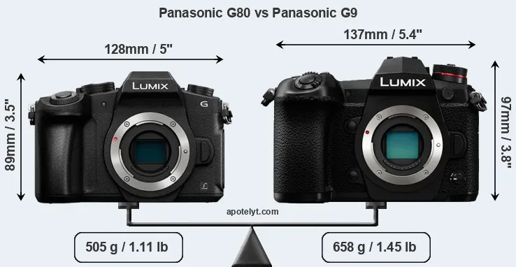 Size Panasonic G80 vs Panasonic G9