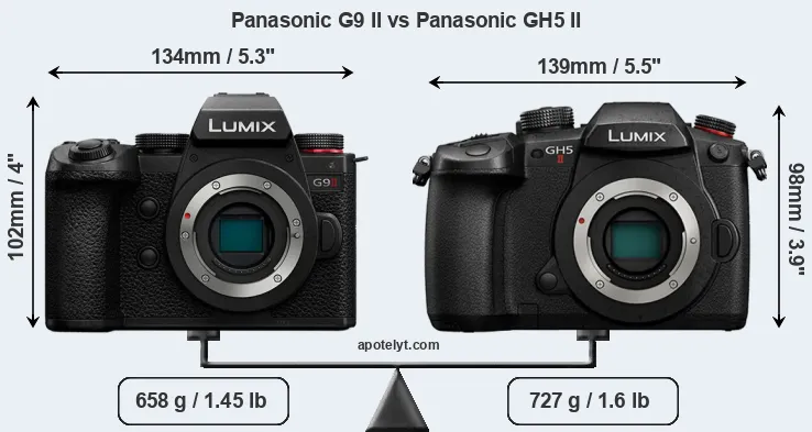Size Panasonic G9 II vs Panasonic GH5 II