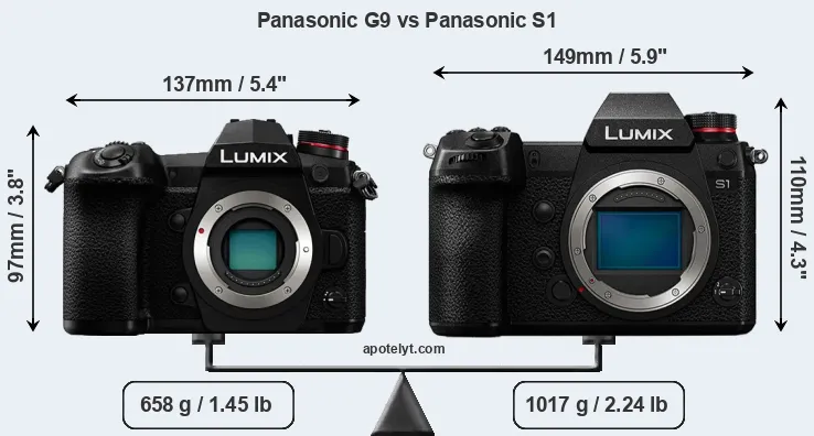 Size Panasonic G9 vs Panasonic S1