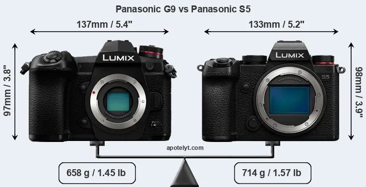 Size Panasonic G9 vs Panasonic S5