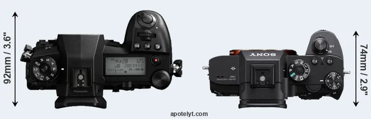 Compare G9 versus A7R III top