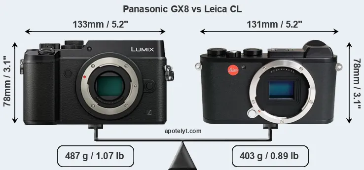 Size Panasonic GX8 vs Leica CL