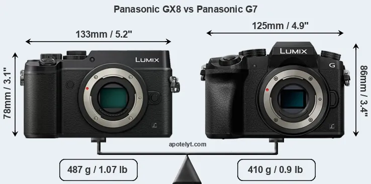 Size Panasonic GX8 vs Panasonic G7
