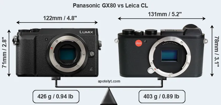 Size Panasonic GX80 vs Leica CL
