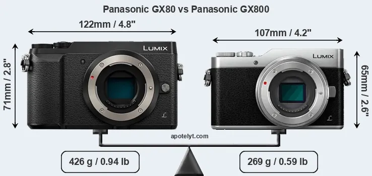Size Panasonic GX80 vs Panasonic GX800