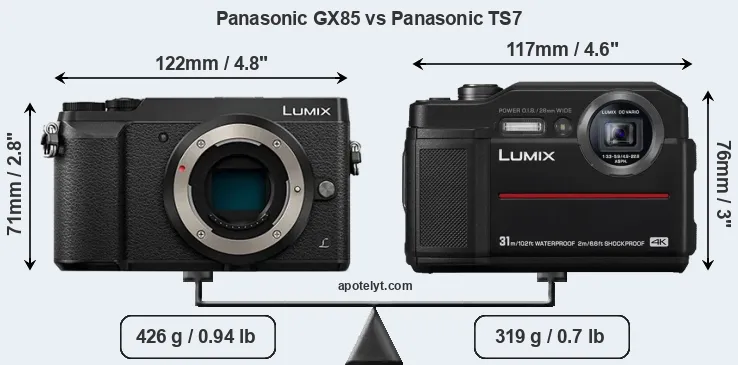 Size Panasonic GX85 vs Panasonic TS7
