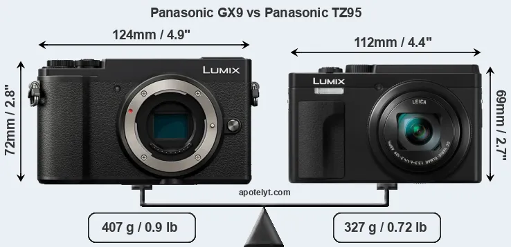 Size Panasonic GX9 vs Panasonic TZ95