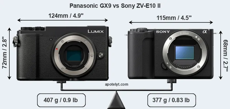 Size Panasonic GX9 vs Sony ZV-E10 II