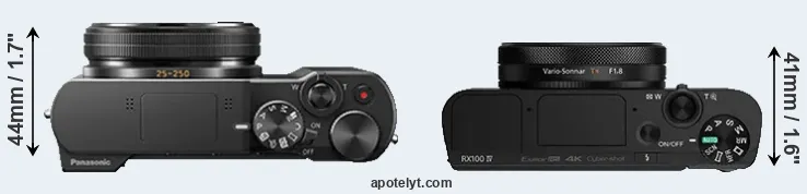Compare TZ100 versus RX100 IV top