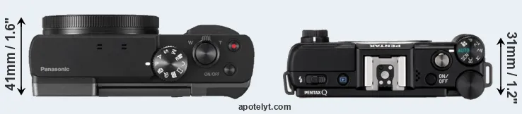 Compare ZS70 versus Pentax Q top