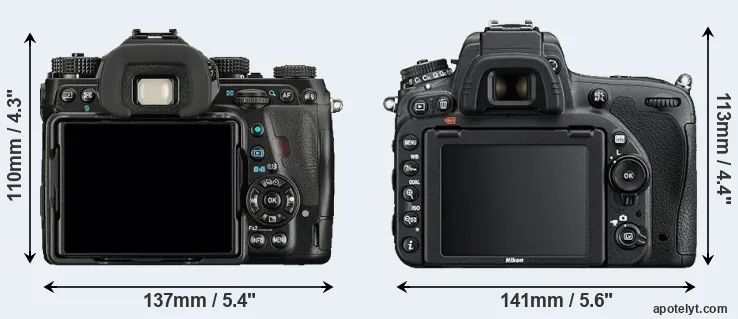 Comparison K-1 or D750 rear