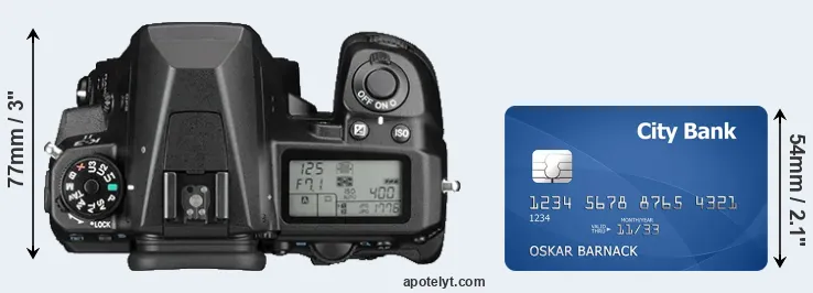 K-3 II versus credit card top view