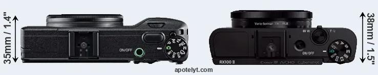 Compare GR versus RX100 II top