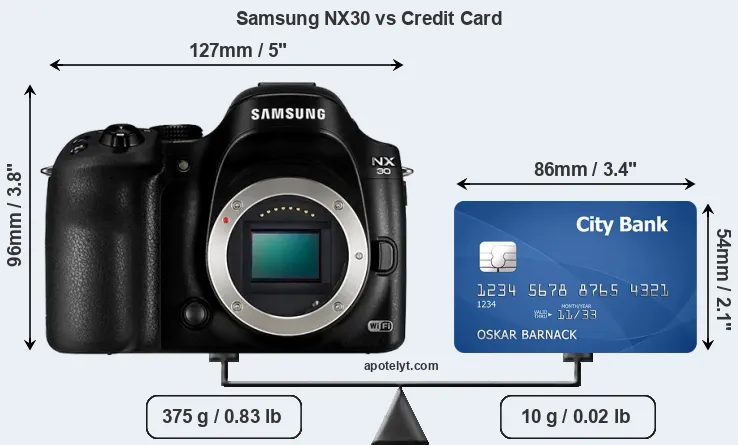 Samsung NX30 vs credit card front