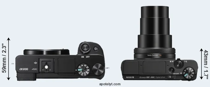 Compare A6100 versus RX100 VII top