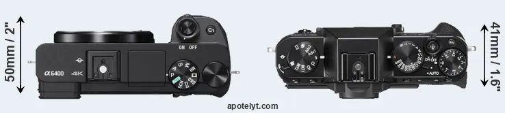 Compare A6400 versus X-T20 top