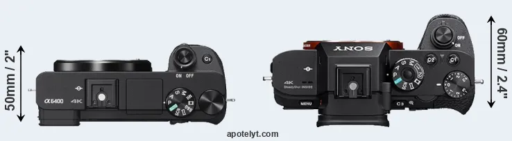 Compare A6400 versus A7S II top