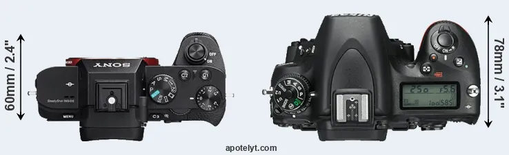 Compare A7 II versus D750 top